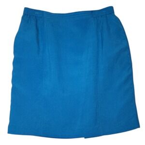 Norton McNaughton Skirt Womens Size 14P 14 Petite Blue 100% Silk Mini Pencil VTG